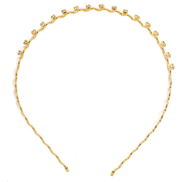 NWT - Crystal Embellished Rhinestone Gold Headband - Picture 3 of 5